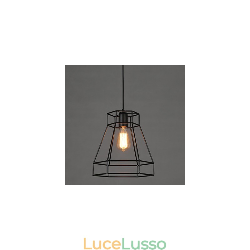 Lampadario a sospensione in ferro battuto con diamanti a linea geometrica, moderno e contemporaneo