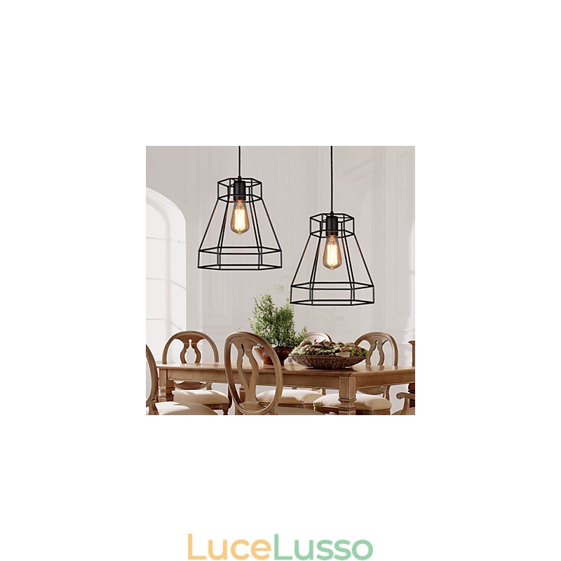 Lampadario a sospensione in ferro battuto con diamanti a linea geometrica, moderno e contemporaneo