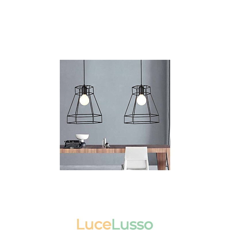 Lampadario a sospensione in ferro battuto con diamanti a linea geometrica, moderno e contemporaneo