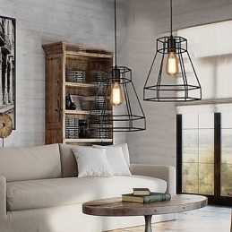 Lampadario a sospensione in ferro battuto con diamanti a linea geometrica, moderno e contemporaneo