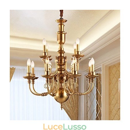 Lampadario Tradizionale Classico Rustico Lodge Metallo