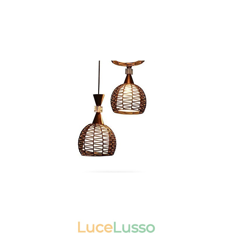 Lampada a sospensione classica contratta in stile rurale Cany Art Weaving