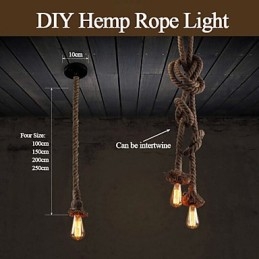 1 luce fai da te arte corda di canapa luce lampadario creativo corda di canapa lungo 100 cm Invia 1 lampadina