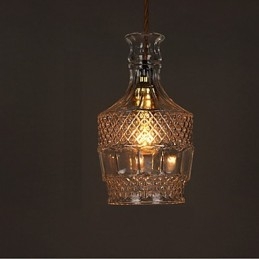 Lampadario a sospensione in vetro artistico intagliato creativo con bottiglia romantica