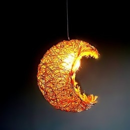 Lampada a sospensione moderna con testa singola in rattan intrecciato, stile rurale Cany