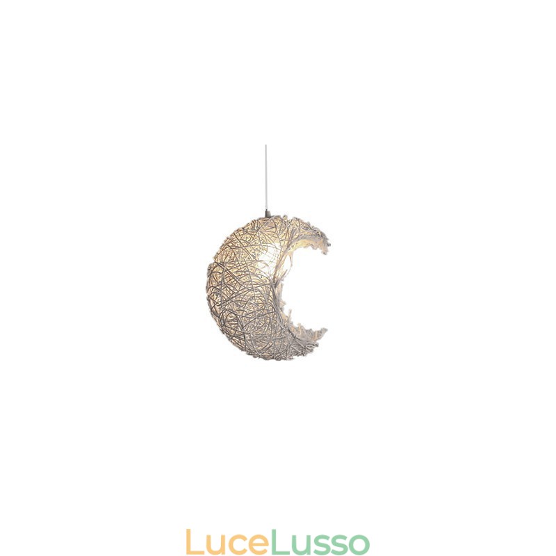 Lampada a sospensione moderna con testa singola in rattan intrecciato, stile rurale Cany