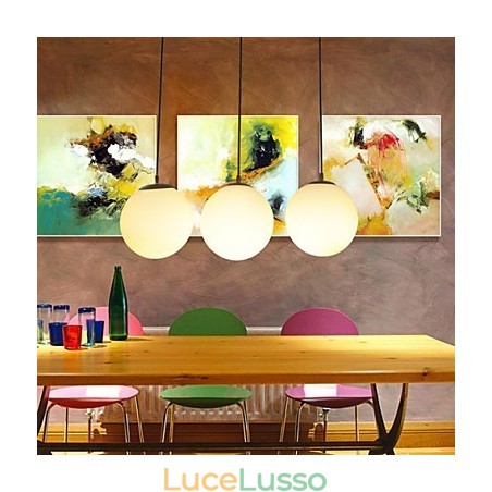 Lampadario a sfera in vetro con luce sferica, semplice, a testa singola, illuminazione a goccia