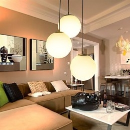 Lampadario a sfera in vetro con luce sferica, semplice, a testa singola, illuminazione a goccia