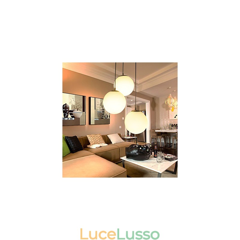 Lampadario a sfera in vetro con luce sferica, semplice, a testa singola, illuminazione a goccia