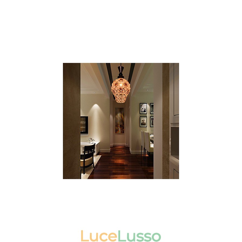 Lampada a goccia semplice a tamburo cilindrico in vetro dritto con testa singola, illuminazione