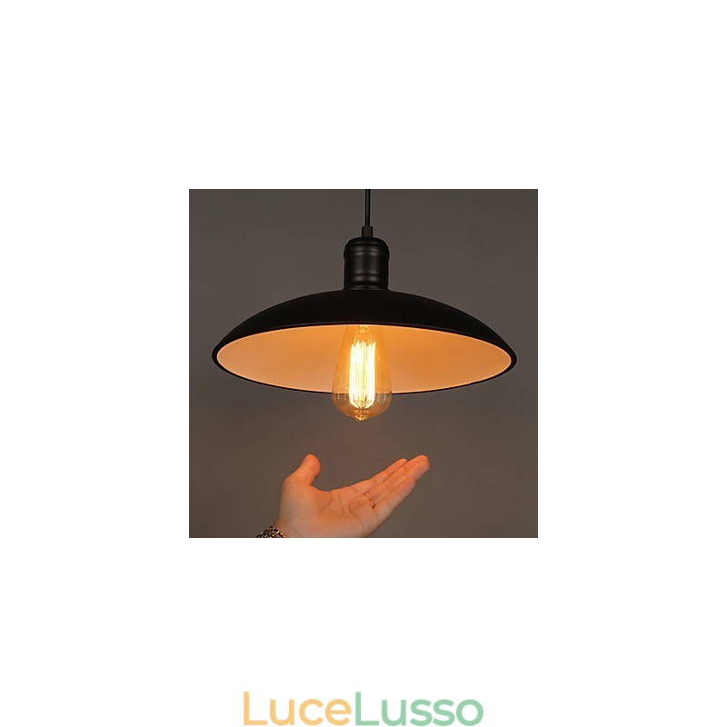 Lampade e lanterne Restauro d'arte Lampada a sospensione a disco volante in ferro battuto a testa singola