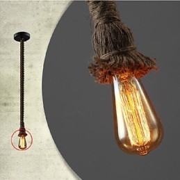 1 luce fai da te arte corda di canapa luce lampadario creativo corda di canapa lungo 100 cm Invia 1 lampadina