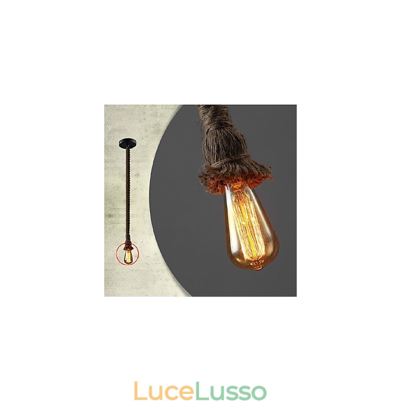 1 luce fai da te arte corda di canapa luce lampadario creativo corda di canapa lungo 100 cm Invia 1 lampadina