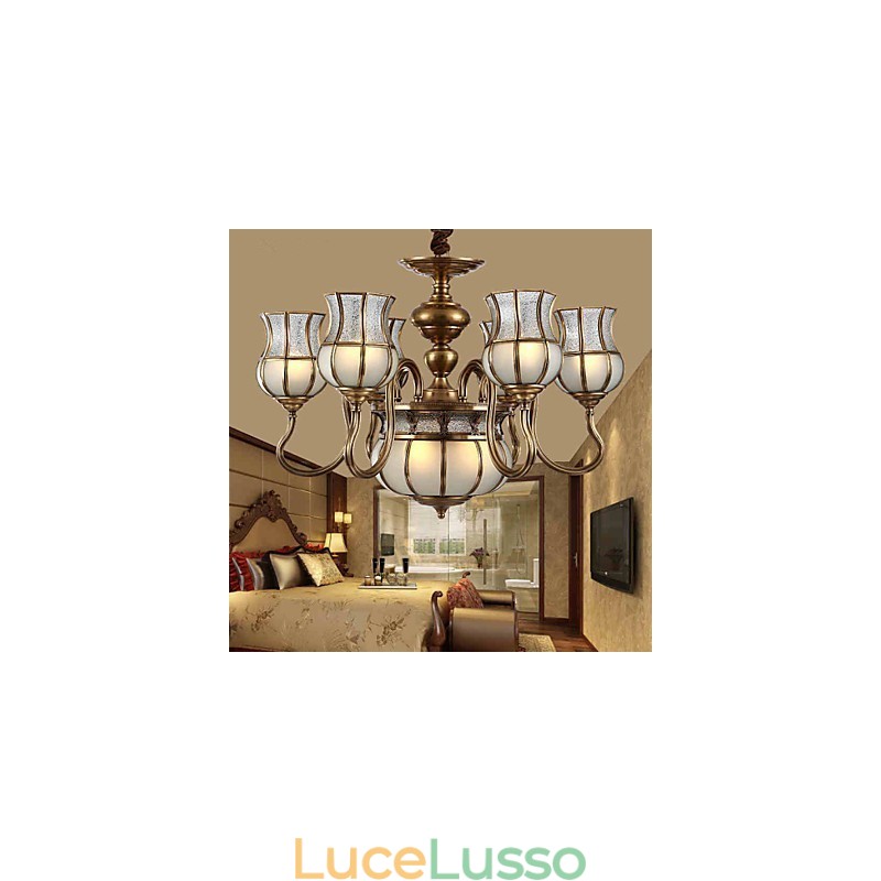 Lampadario Tradizionale Classico Rustico Lodge Metallo