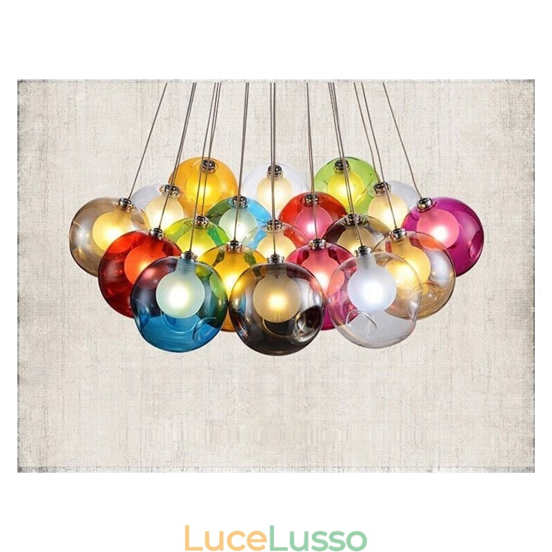 Creativo The Nordic Color Restoring Ancient Ways Boccia per pesci rossi Lampada a goccia creativa in vetro (se ordini più sfere di vetro, verrà fornito un pendente fisso) (seleziona la quantità e il colore della sfera di vetro di seguito)