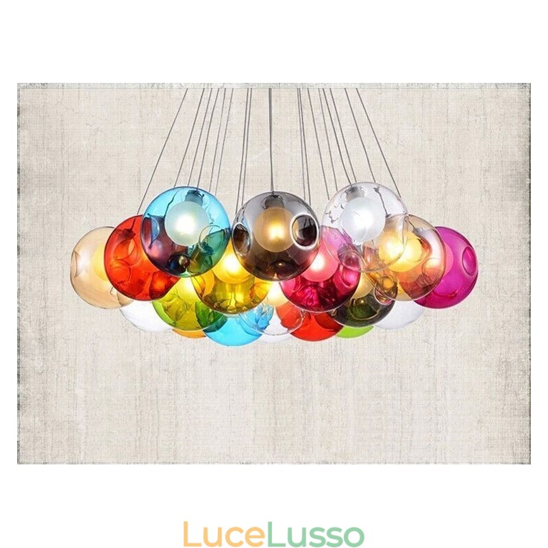 Creativo The Nordic Color Restoring Ancient Ways Boccia per pesci rossi Lampada a goccia creativa in vetro (se ordini più sfere di vetro, verrà fornito un pendente fisso) (seleziona la quantità e il colore della sfera di vetro di seguito)