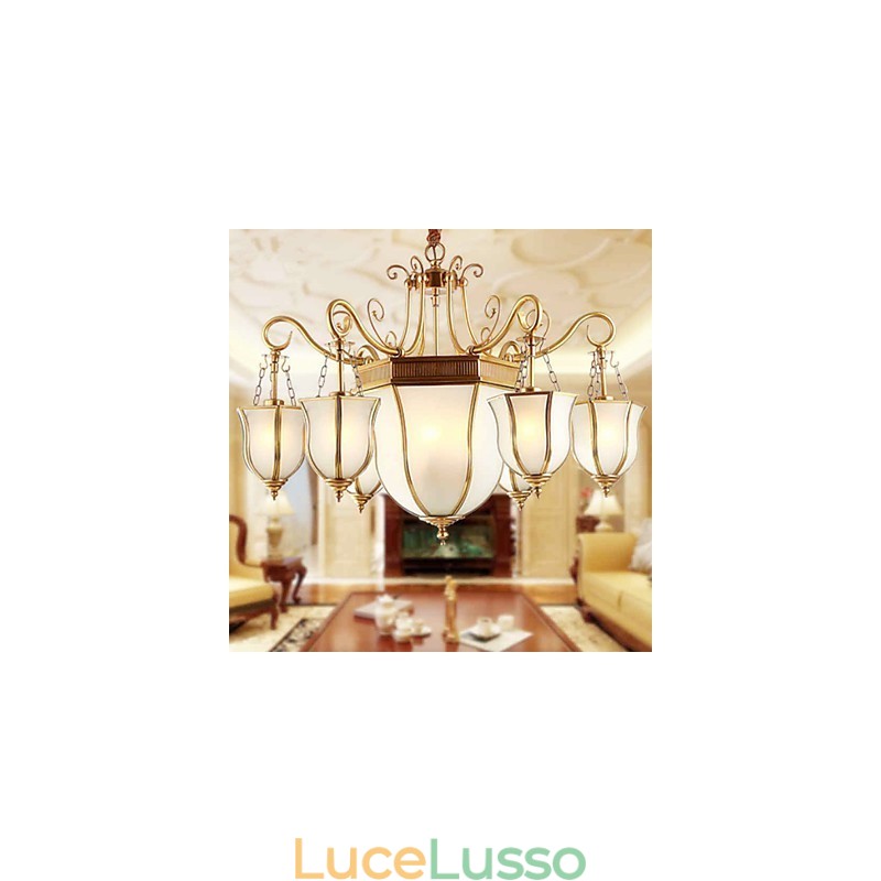 Lampadario Tradizionale Classico Rustico Lodge Metallo
