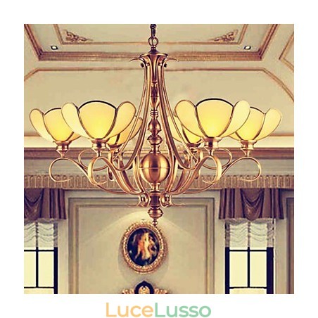 Lampadario in metallo ottone rustico classico tradizionale Lampadario in metallo ottone rustico classico tradizionale