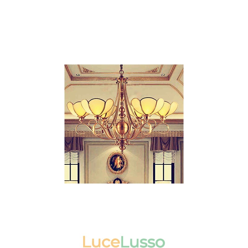 Lampadario in metallo ottone rustico classico tradizionale