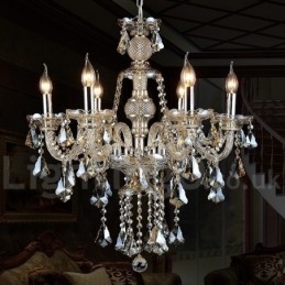 Lampadario moderno in cristallo K9 color cognac retrò vintage con 6 luci