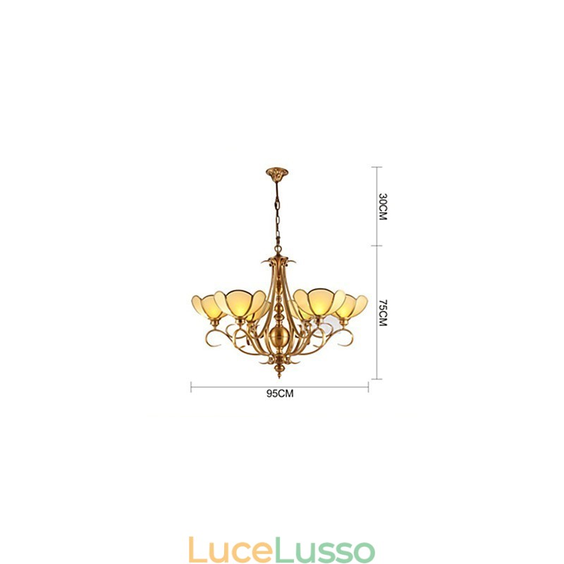 Lampadario in metallo ottone rustico classico tradizionale