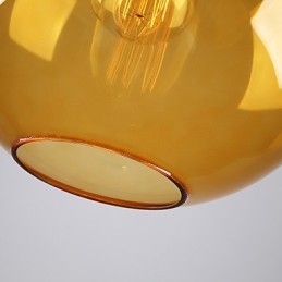 Lampada a sospensione moderna in vetro con paralume in vetro rotondo color ambra con design a bolle