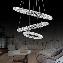 Lampada a sospensione moderna in metallo cromato e cristallo contemporaneo da 44 W