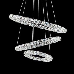 Lampada a sospensione moderna in metallo cromato e cristallo contemporaneo da 44 W