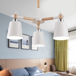 Lampadario moderno contemporaneo in legno a 3 luci