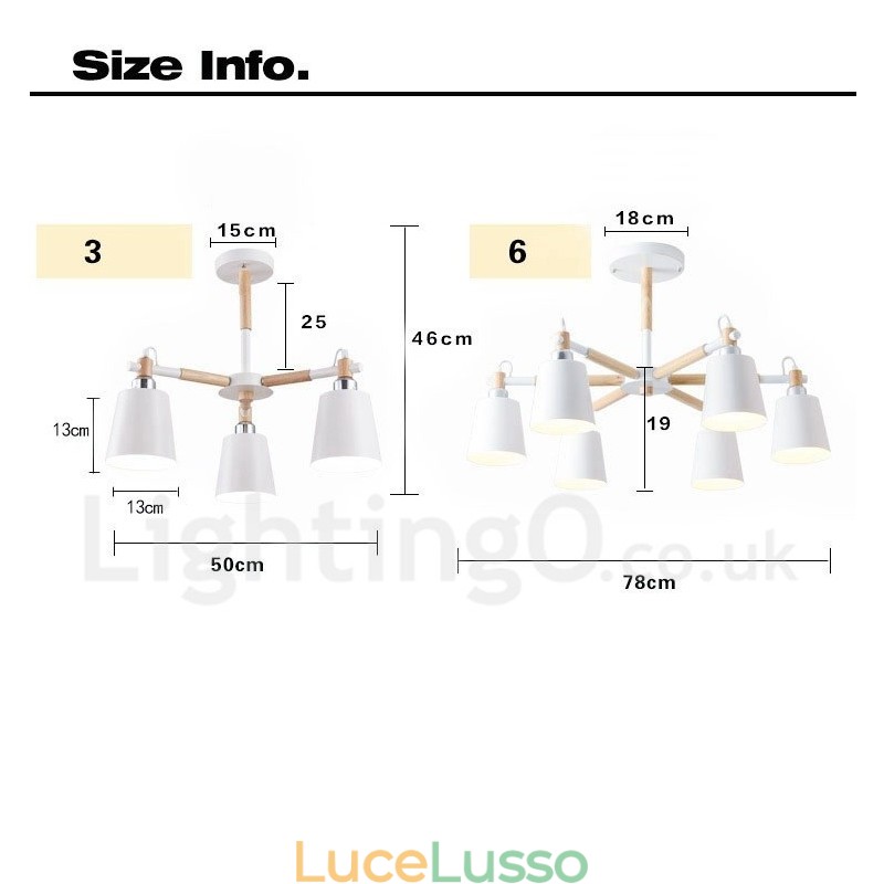 Lampadario moderno contemporaneo in legno a 3 luci