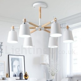 Lampadario moderno contemporaneo in legno a 6 luci