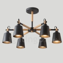 Lampadario moderno contemporaneo in legno a 6 luci