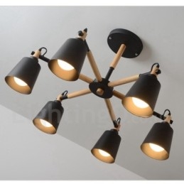 Lampadario moderno contemporaneo in legno a 6 luci