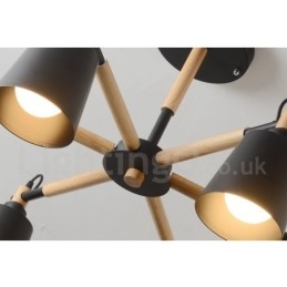 Lampadario moderno contemporaneo in legno a 6 luci