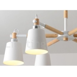 Lampadario moderno contemporaneo in legno a 6 luci