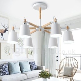 Lampadario moderno contemporaneo in legno a 6 luci