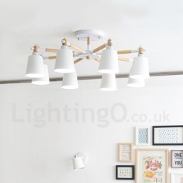 Lampadario moderno contemporaneo in legno a 8 luci
