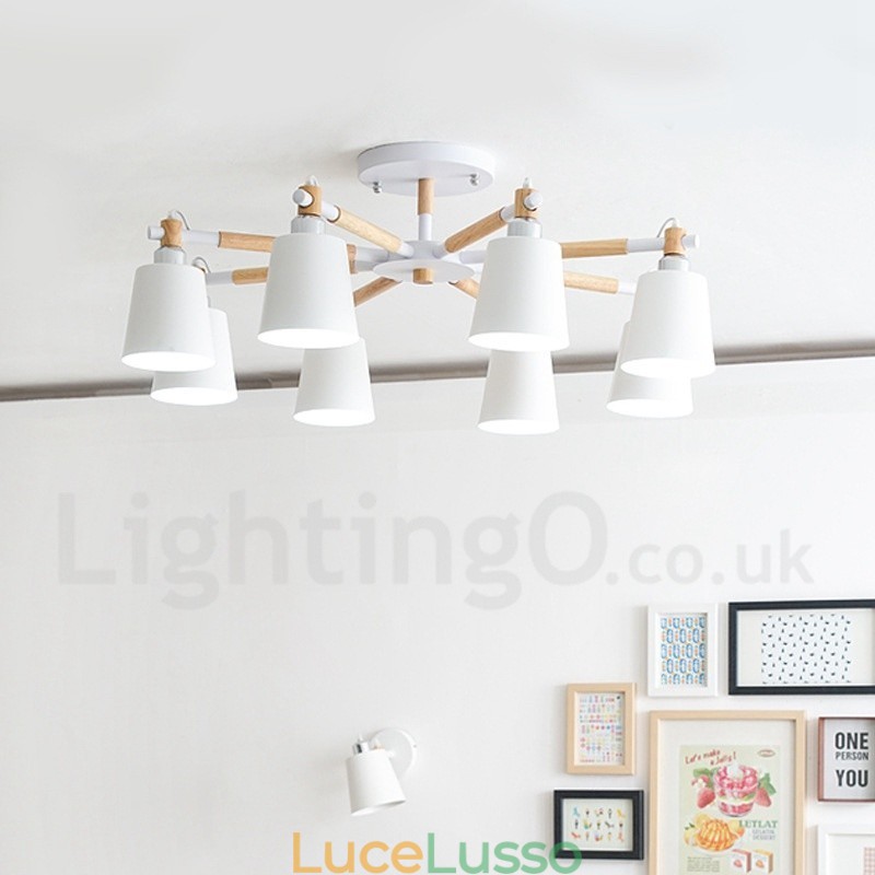 Lampadario moderno contemporaneo in legno a 8 luci