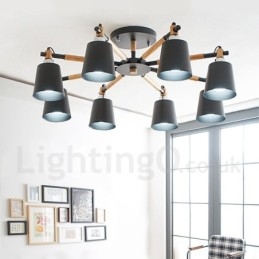 Lampadario moderno contemporaneo in legno a 8 luci
