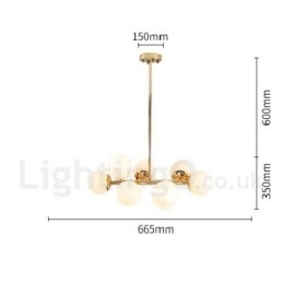 Lampadario moderno contemporaneo a 8 luci con paralume in vetro