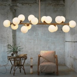 Lampadario moderno contemporaneo a 16 luci con paralume in vetro e lampada