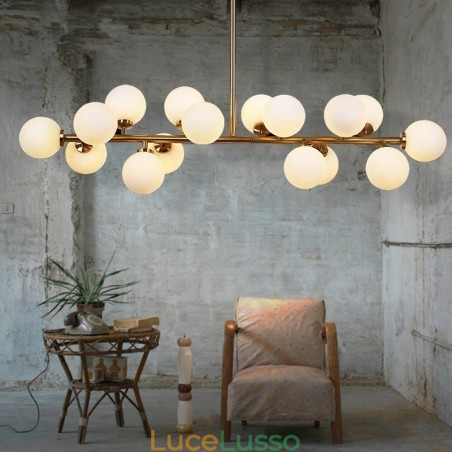 Lampadario moderno contemporaneo a 16 luci con paralume in vetro e lampada Lampadario moderno contemporaneo a 16 luci con paralume in vetro e lampada