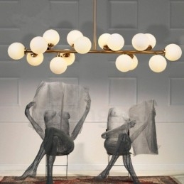 Lampadario moderno contemporaneo a 16 luci con paralume in vetro e lampada