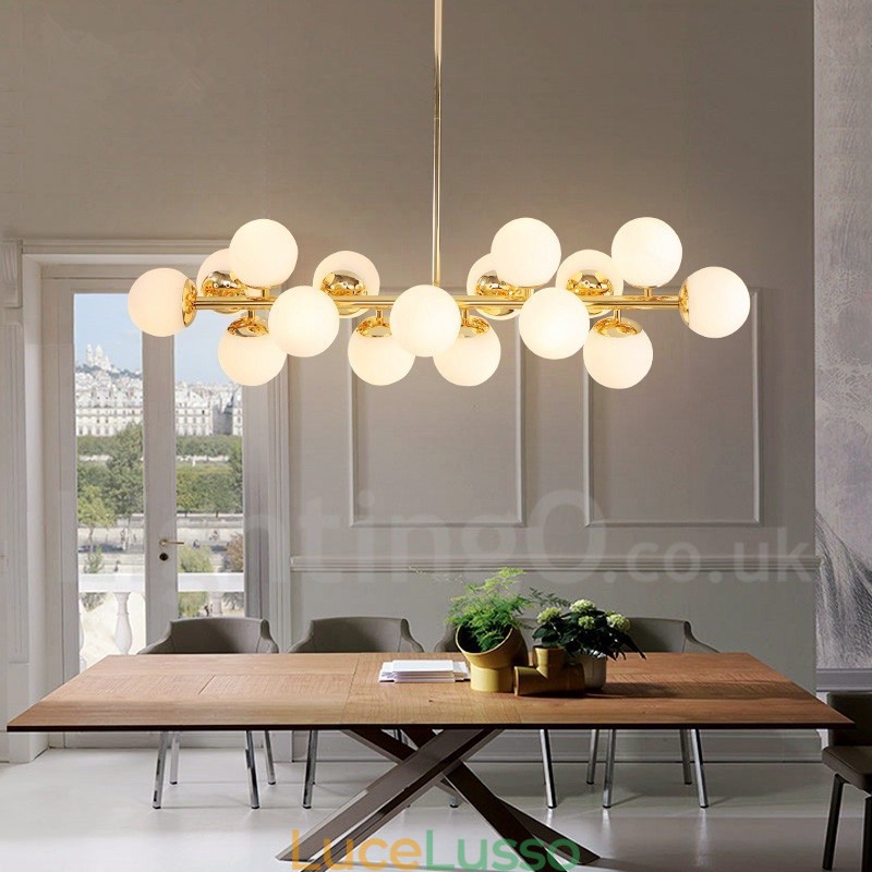 Lampadario moderno contemporaneo a 16 luci con paralume in vetro e lampada