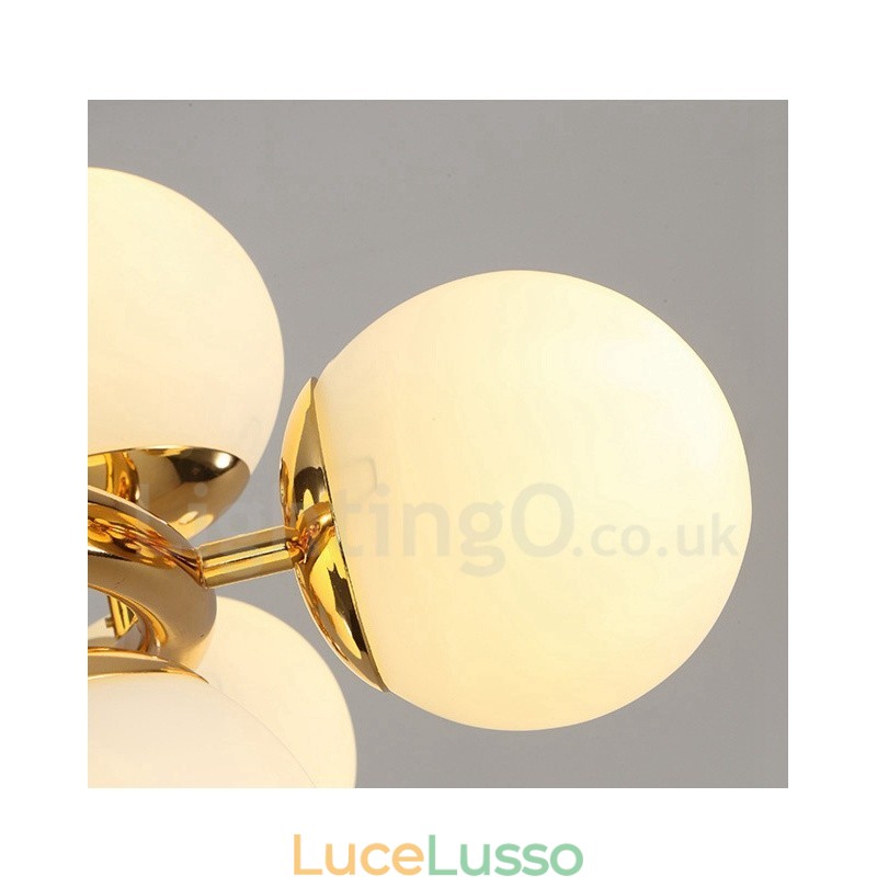 Lampadario moderno contemporaneo a 16 luci con paralume in vetro e lampada