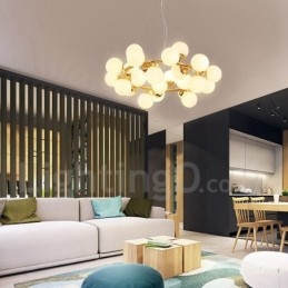 Lampadario moderno contemporaneo da 24 luci con paralume in vetro