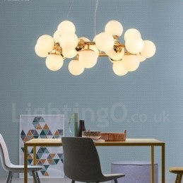 Lampadario moderno contemporaneo da 24 luci con paralume in vetro