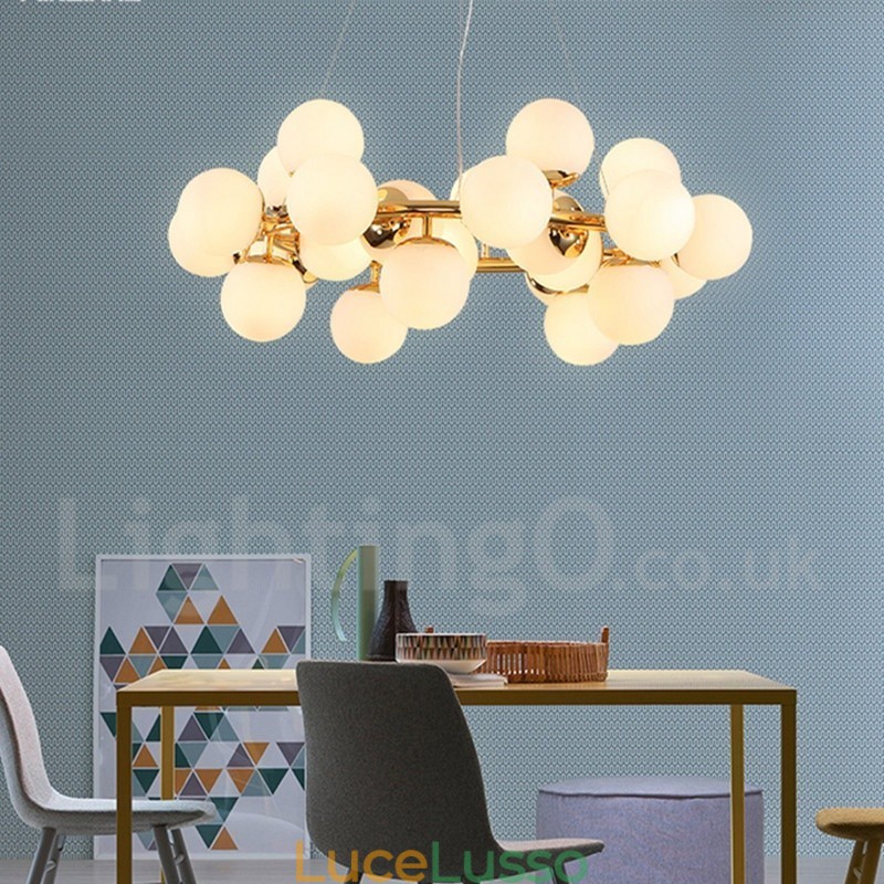 Lampadario moderno contemporaneo da 24 luci con paralume in vetro