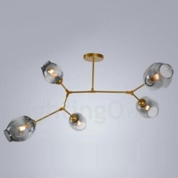 Lampadario moderno contemporaneo a 5 luci con paralume in vetro