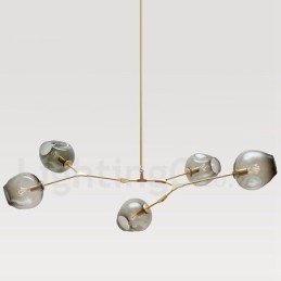 Lampadario moderno contemporaneo a 5 luci con paralume in vetro